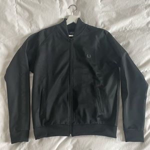 Fred Perry Track Jacket. Black. Size L. Barely worn. Measurements in pics.